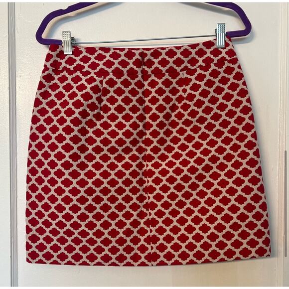 Loft Preppy Chic Red White Geometric Print A-Line Mini Skirt, Lined,  Size 4 - Picture 5 of 15